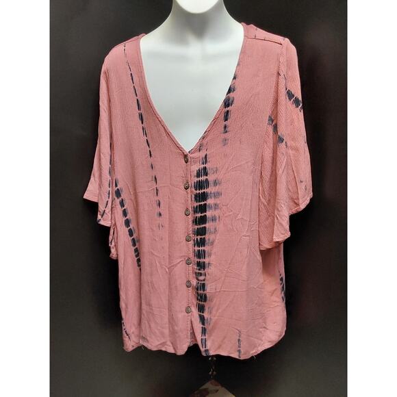 Ladies Size Small Blouse Mauve and Black tie dyed New Tags by Day Trip $32.00 - Picture 1 of 4